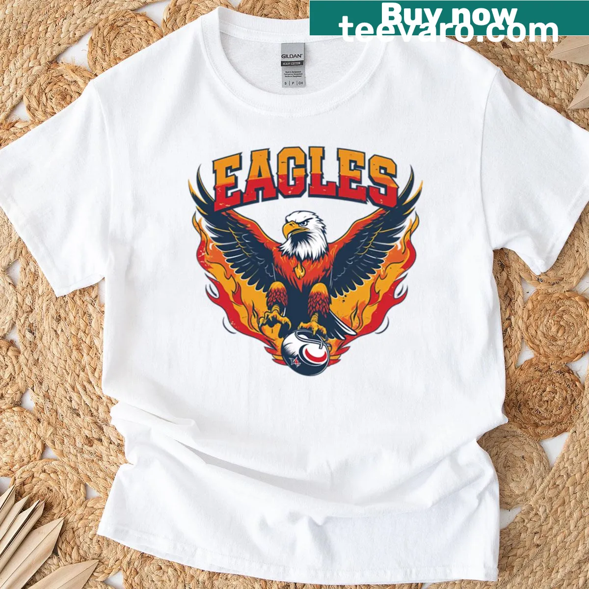 Vintage-style t-shirt featuring a retro eagle design for football fans — on a men's t-shirt