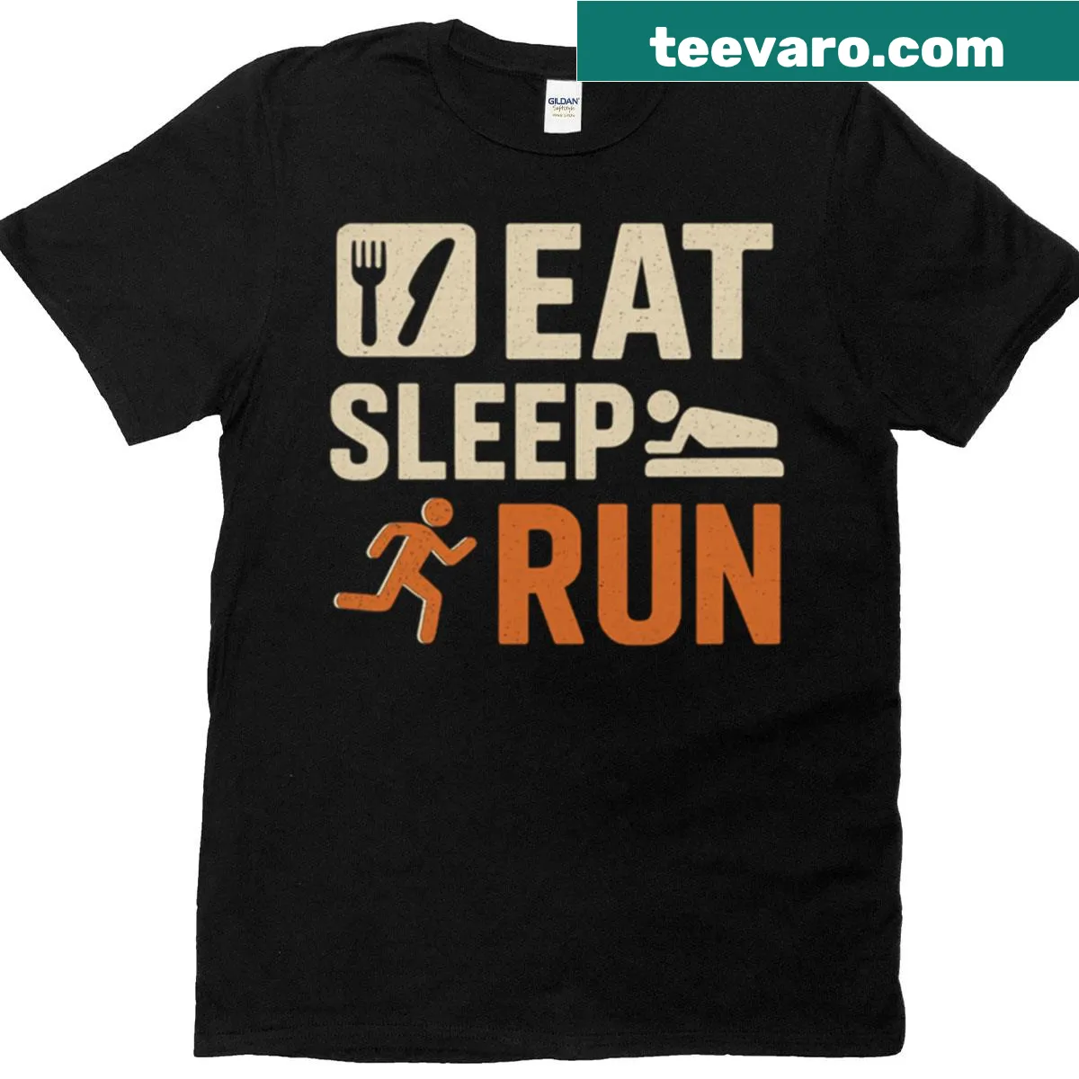 T-shirt with motivational text: 'Eat Sleep Run' — on a men's t-shirt