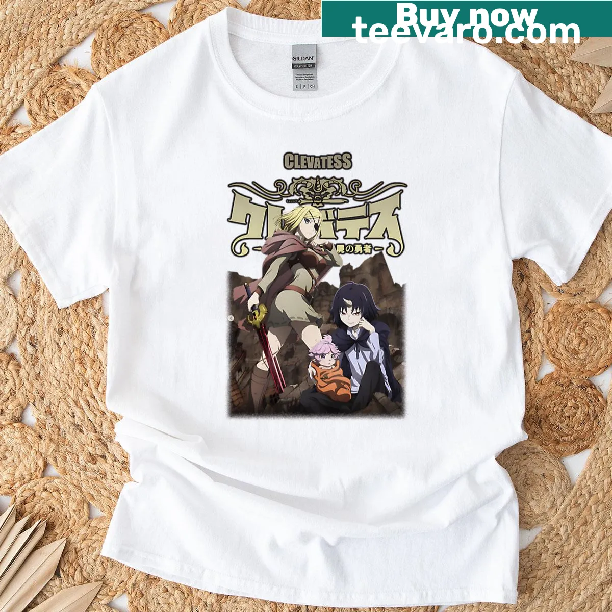Illustrated fantasy anime scene on t-shirt — on a men's t-shirt