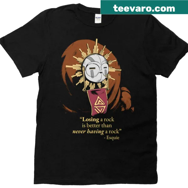 Illustrated fan art T-shirt featuring quotes from a popular series