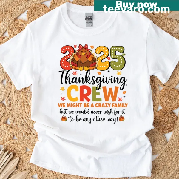 Matching family Thanksgiving crew t-shirt with turkey graphic