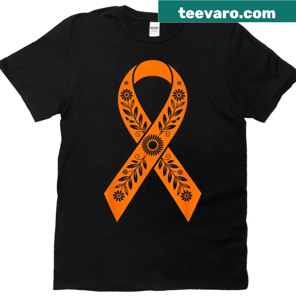 Floral design with orange ribbon for ADHD awareness