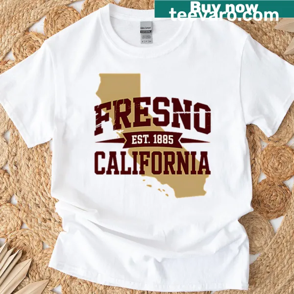 Vintage-style Fresno California sports typography T-shirt.