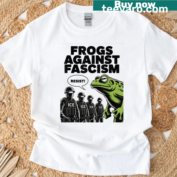 Frog graphic promoting anti-fascism with the slogan 'No Kings Resist'.
