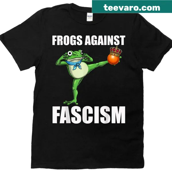 Frog protest design with humorous anti-fascism message