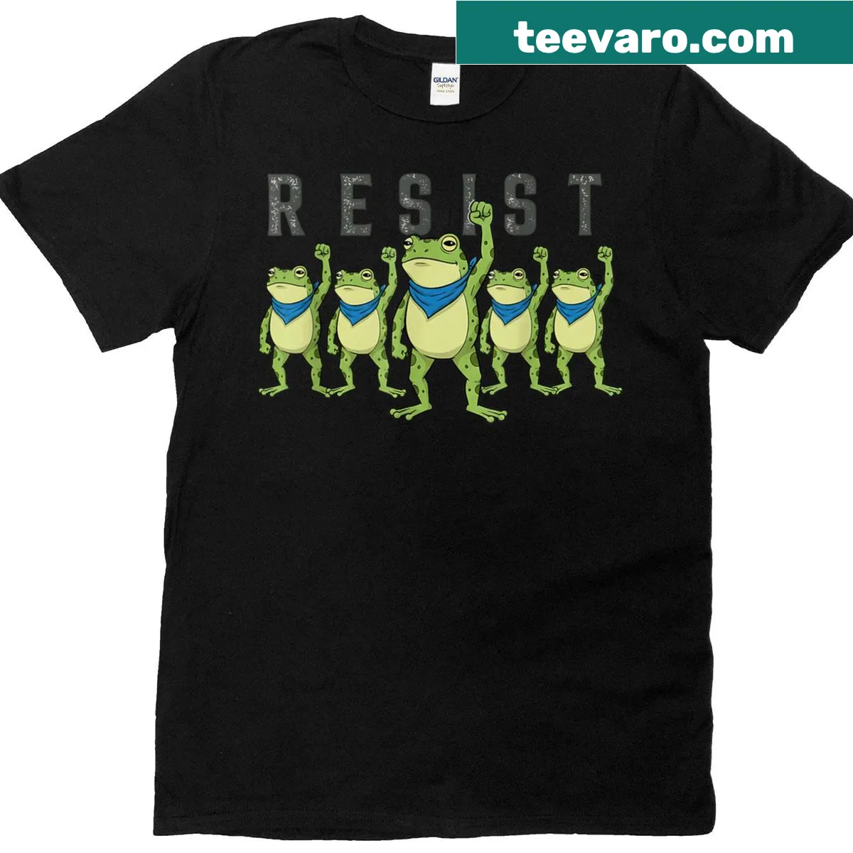 Funny frog protest design t-shirt for holiday cheer — on a men's t-shirt