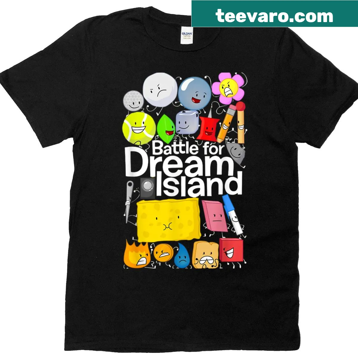 Bfdi cartoon graphic T-shirt for kids featuring humorous characters — on a men's t-shirt