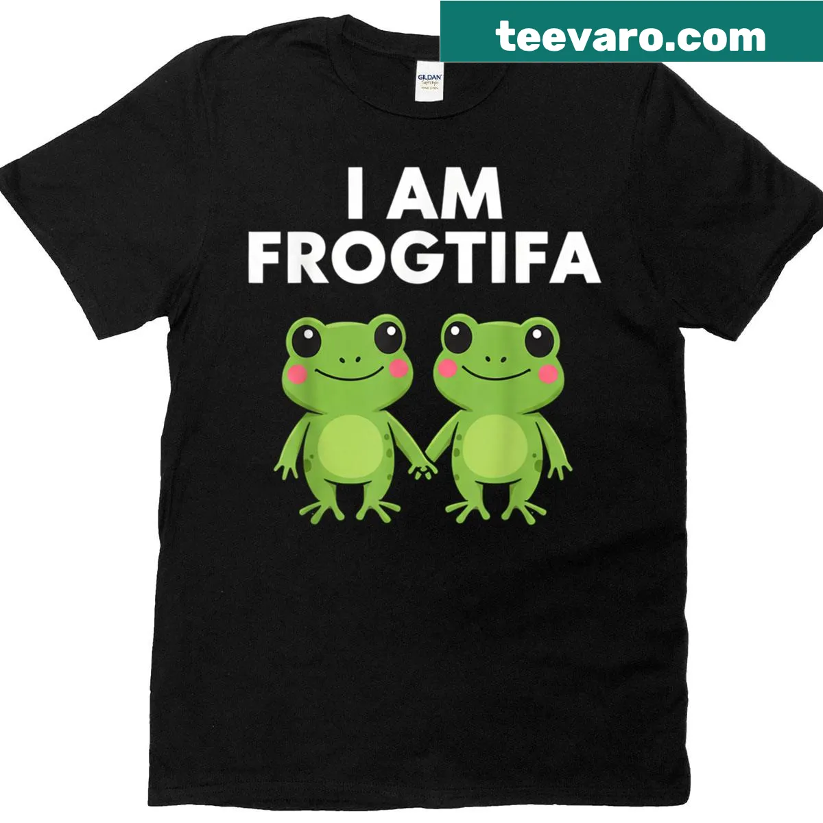 Retro humorous T-shirt with Frogtifa text and design — on a men's t-shirt