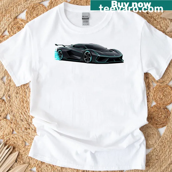 Neon outline of a futuristic sports car in a cyberpunk style