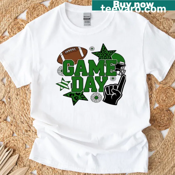 Checkered graphic with football theme on a playful t-shirt