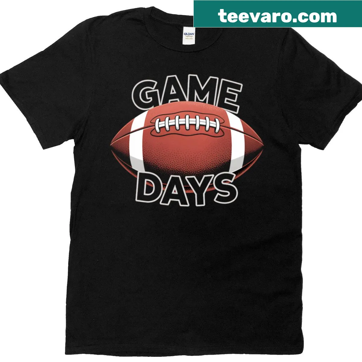 Sporty t-shirt celebrating game day and football season — on a men's t-shirt