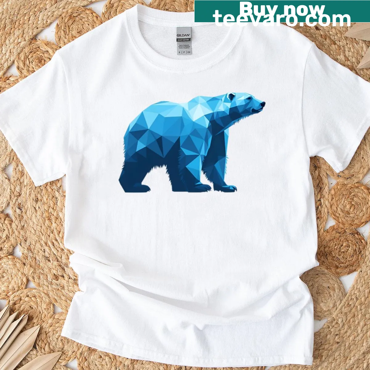 Geometric polar bear graphic representing Arctic Canada — on a men's t-shirt