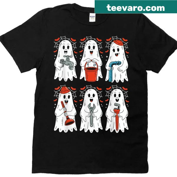 Funny Ghost Plumber Halloween t-shirt for men with playful graphic