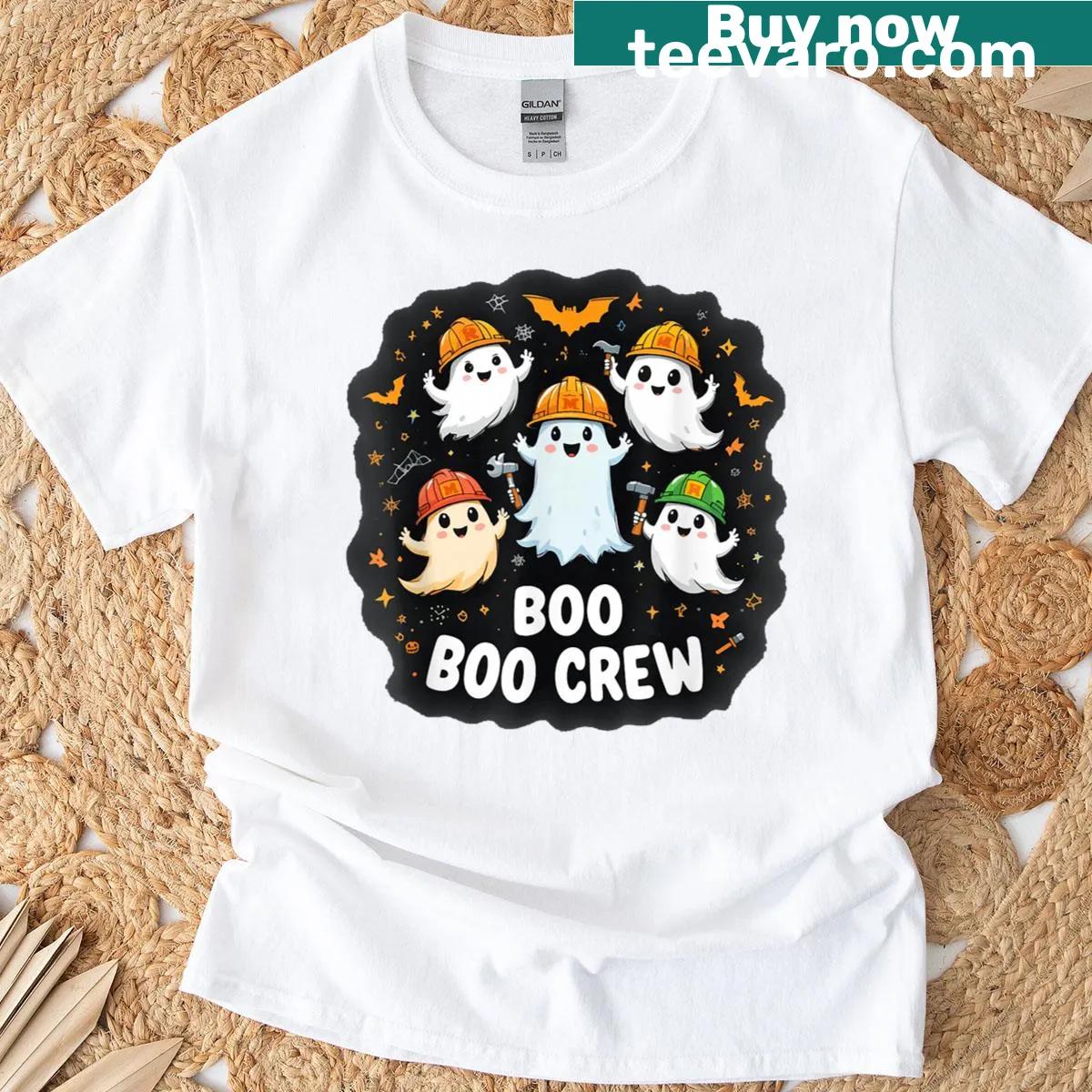Funny ghost plumber cartoon design for Halloween costume celebration — on a men's t-shirt
