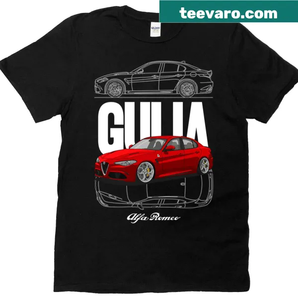 Illustration of Giulia Quadrifoglio Red V2 T-shirt