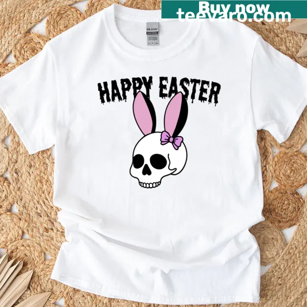 Goth Easter T-shirt with skull and bunny ears
