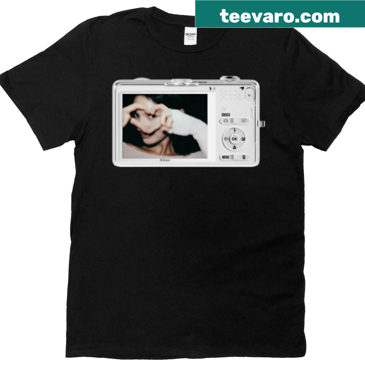 T-shirt featuring a camera graphic and Gracie Abrams reference — on a men's t-shirt