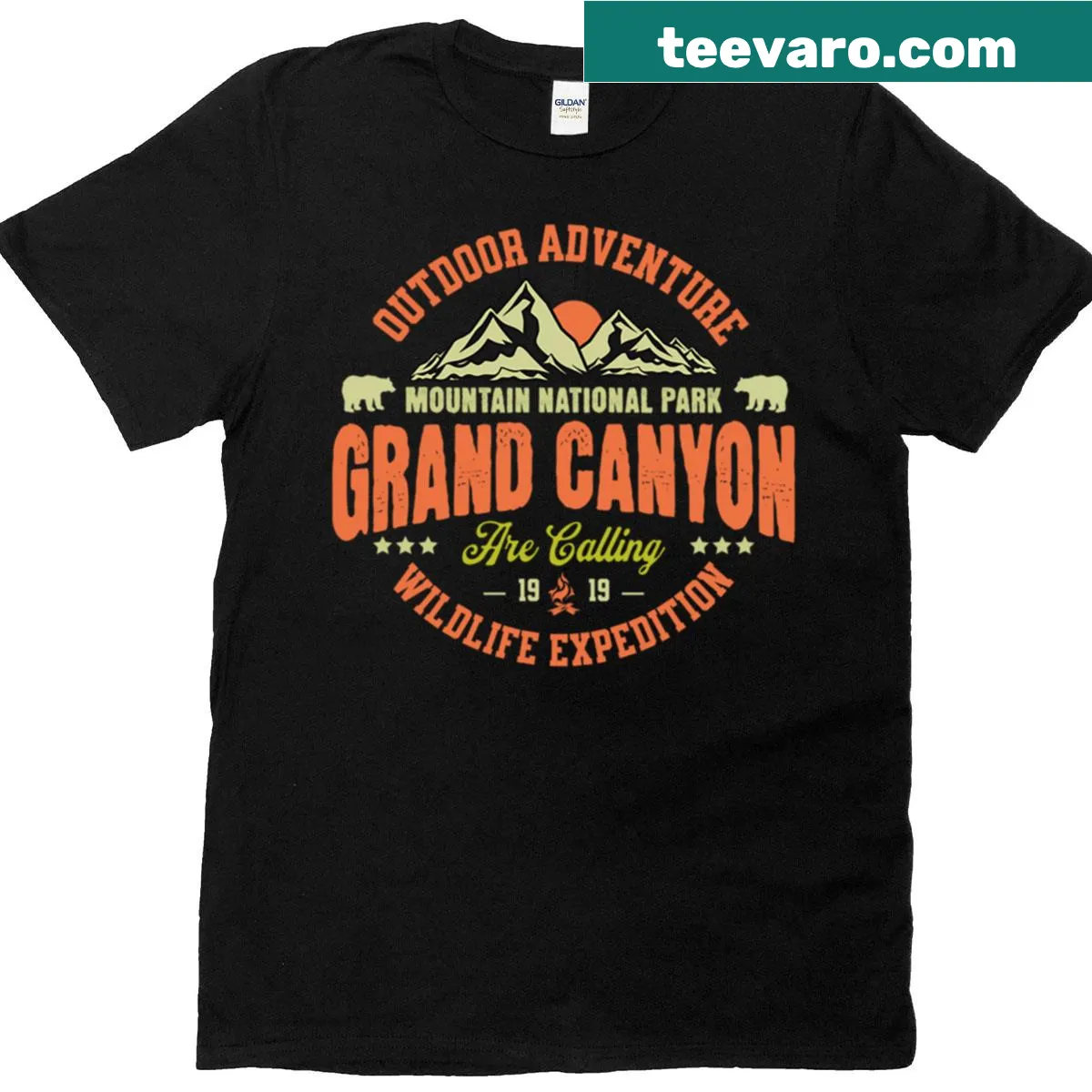 Badge-style Grand Canyon National Park t-shirt design celebrating the iconic landscape. — on a men's t-shirt