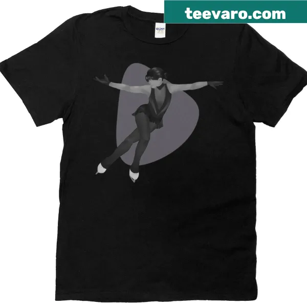 Greyscale Figure Skater silhouette graphic T-shirt