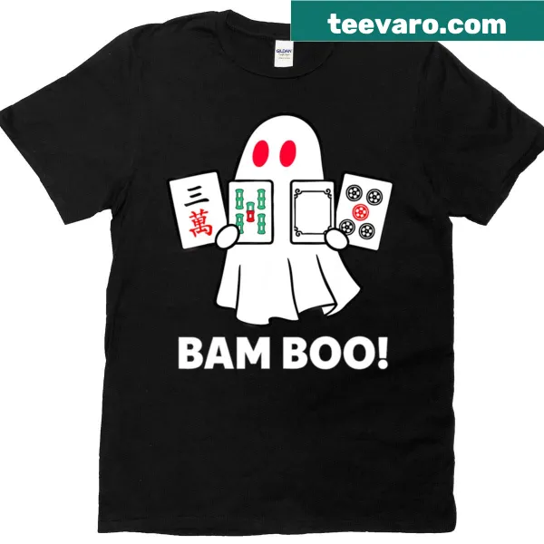 Funny ghost playing mahjong graphic T-shirt