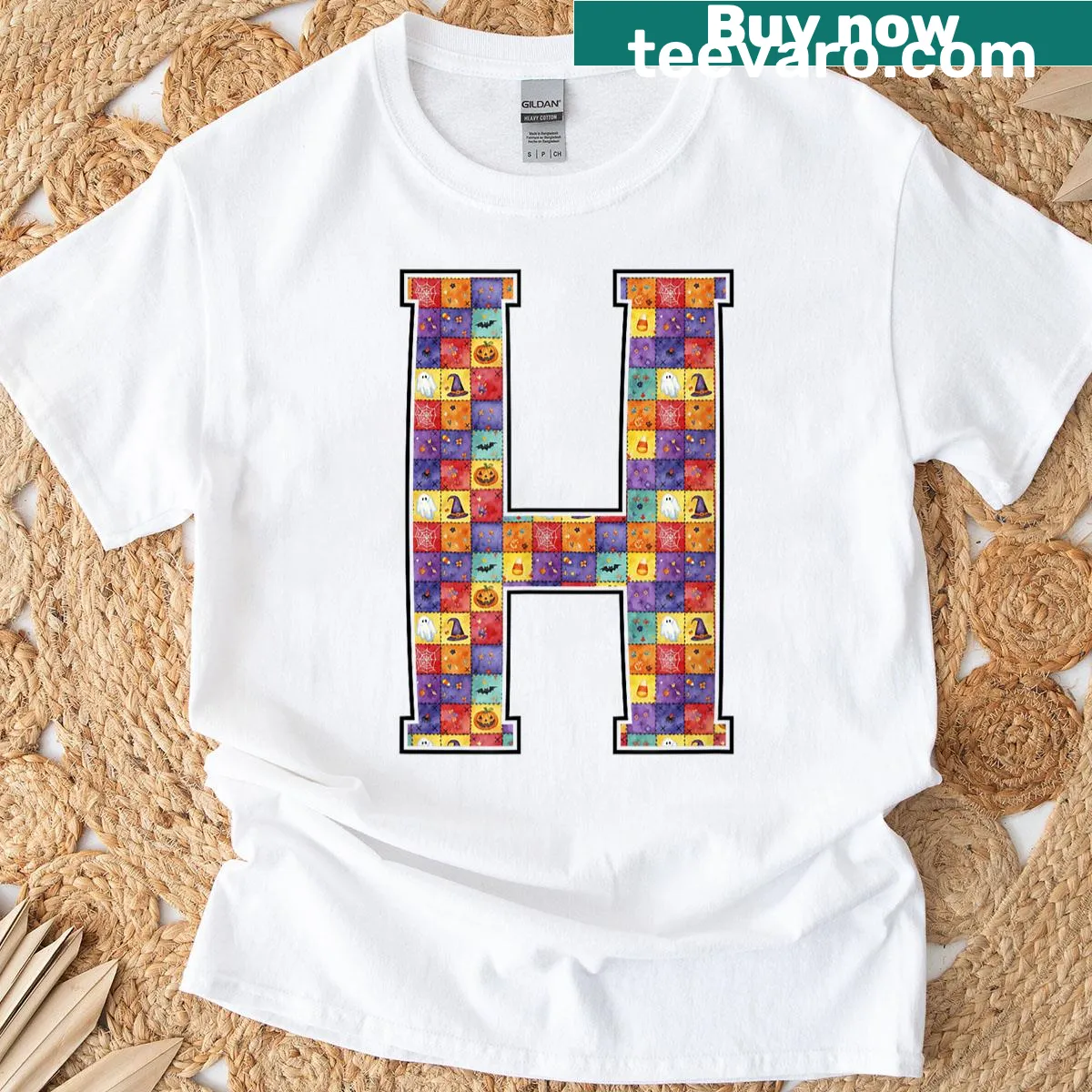 Letter H Halloween T-shirt for matching family costumes — on a men's t-shirt