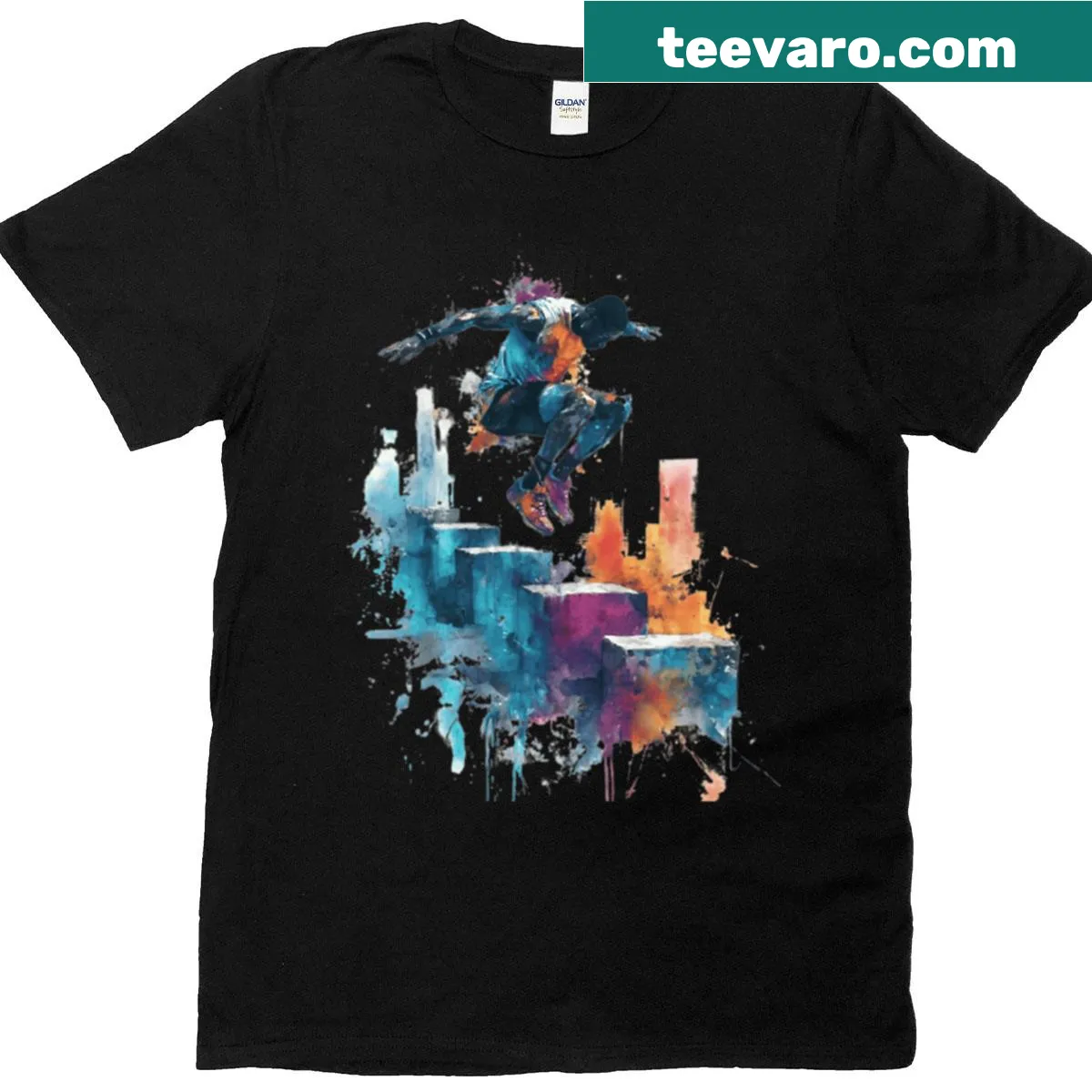 Bold typography design of 'Hardcore Parkour' on T-shirt — on a men's t-shirt