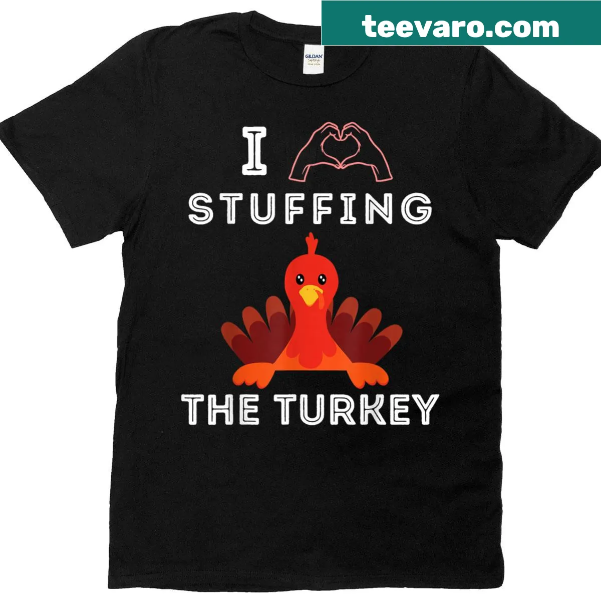 Funny Thanksgiving t-shirt about stuffing the turkey — on a men's t-shirt