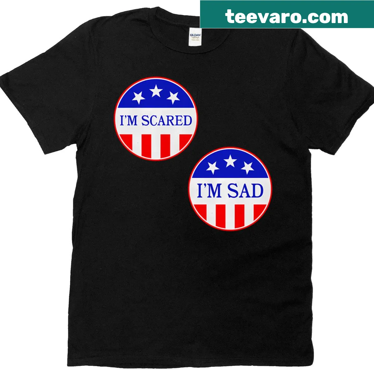 Humorous political T-shirt with a message about voting anxiety. — on a men's t-shirt