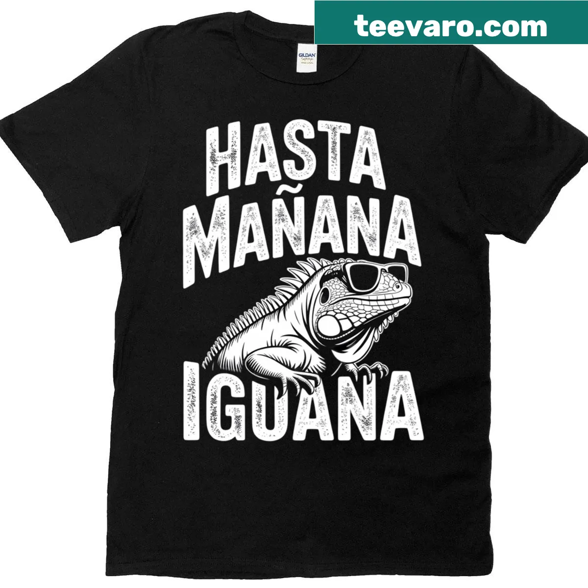T-shirt featuring graphic illustrations of iguana, chameleon, and gecko. — on a men's t-shirt