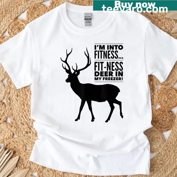Funny fitness-themed T-shirt with a deer in a freezer graphic