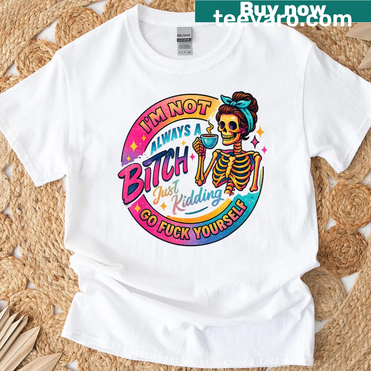 Edgy text t-shirt with a humorous confrontational message — on a men's t-shirt