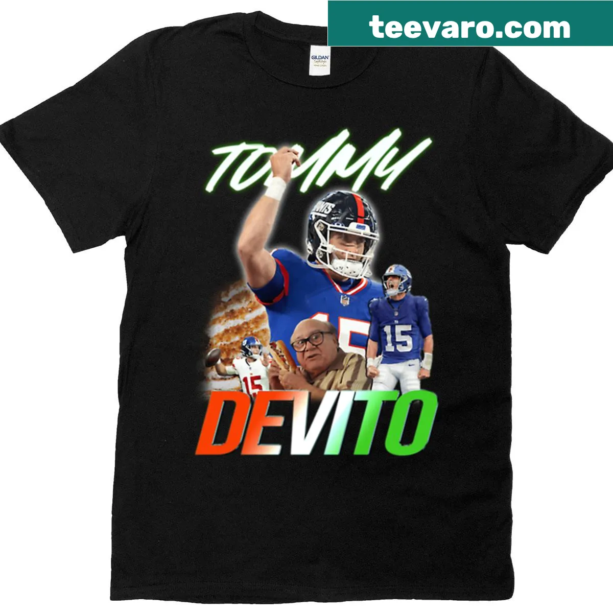 Illustrated quarterback T-shirt with bold football graphic — on a men's t-shirt