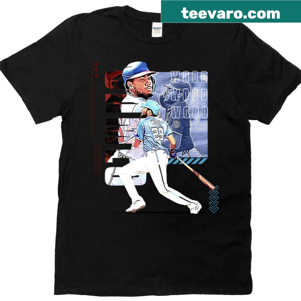 Retro baseball player design featuring James Wood on a t-shirt — on a men's t-shirt