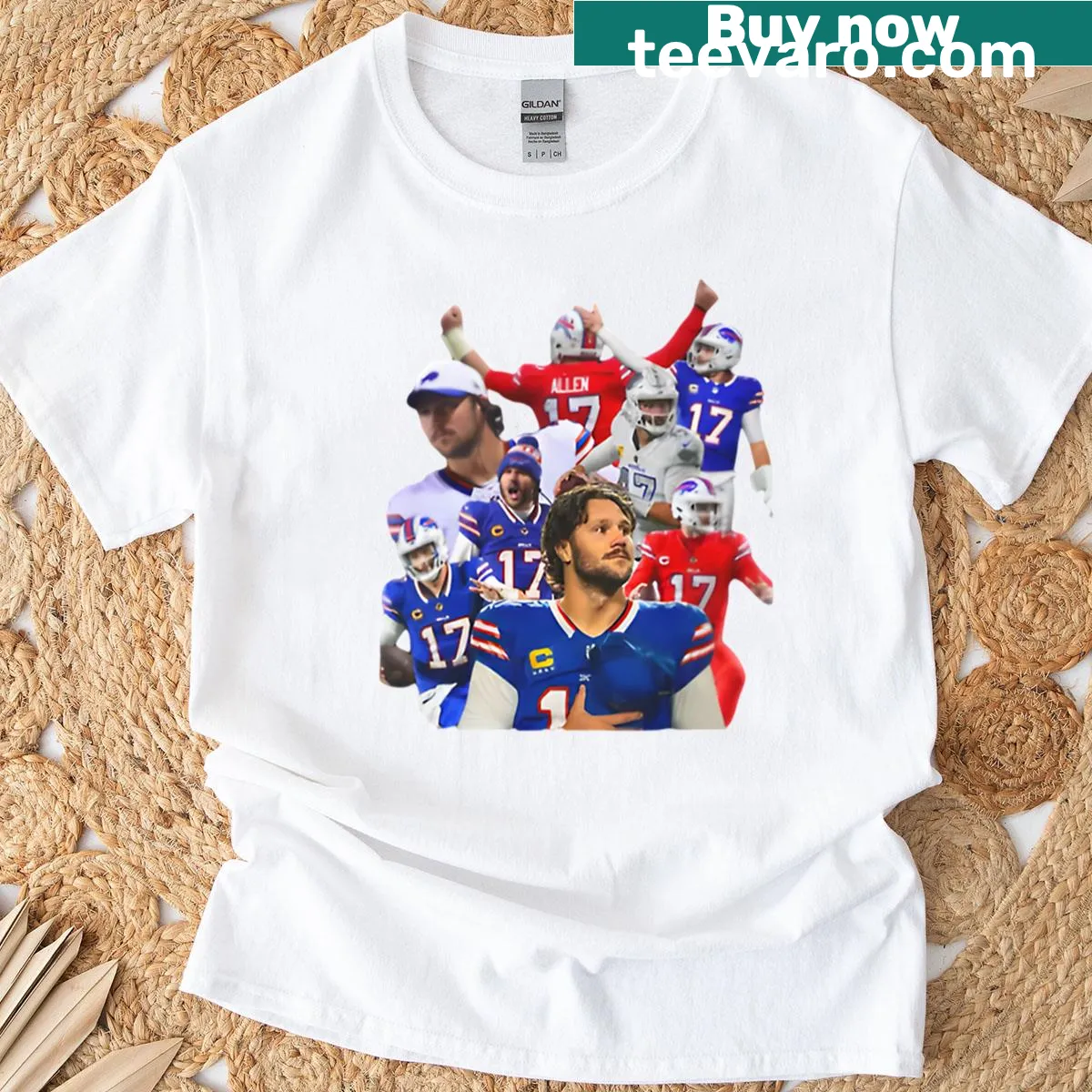 Collage T-shirt celebrating Josh Allen's achievements as an MVP — on a men's t-shirt