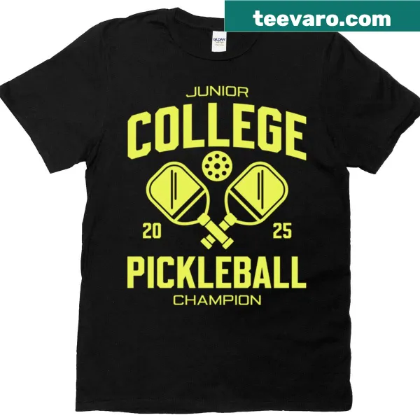 Junior College Pickleball Champion tee with bold text