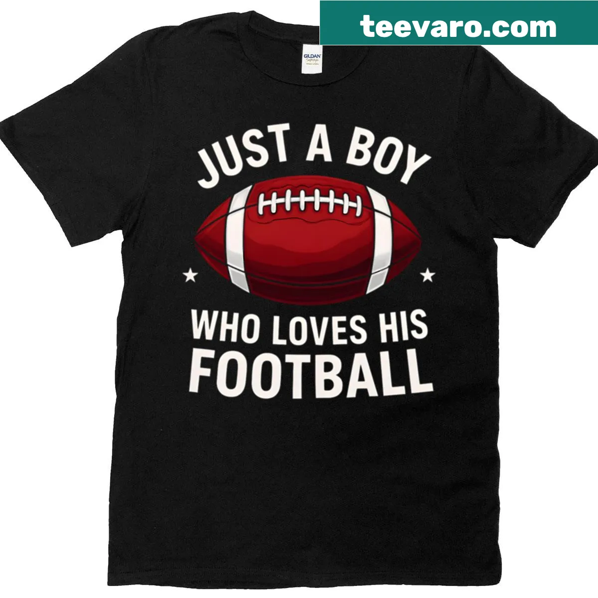 Funny sports t-shirt featuring a boy's love for football in bold text — on a men's t-shirt