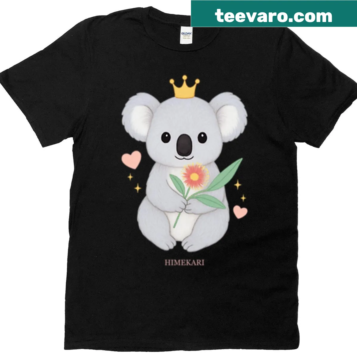 T-shirt featuring a cute koala with eucalyptus flowers — on a men's t-shirt