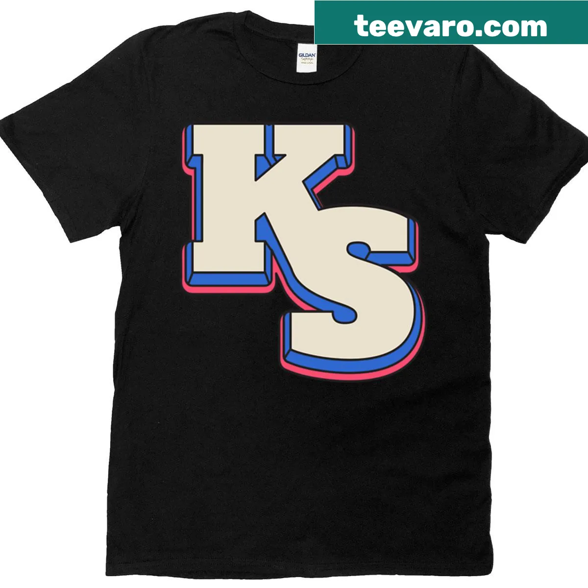 Retro varsity letter design collegiate monogram t-shirt — on a men's t-shirt