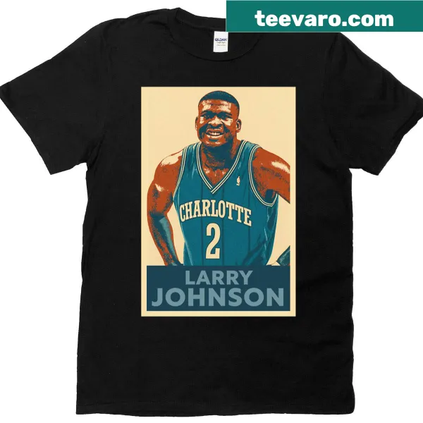 T-shirt featuring a graphic tribute to basketball player Larry Johnson