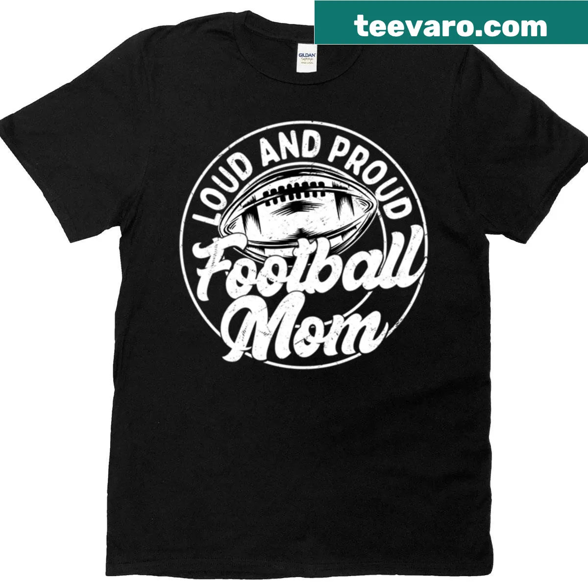 Bold typography t-shirt for football moms celebrating their role as fans — on a men's t-shirt
