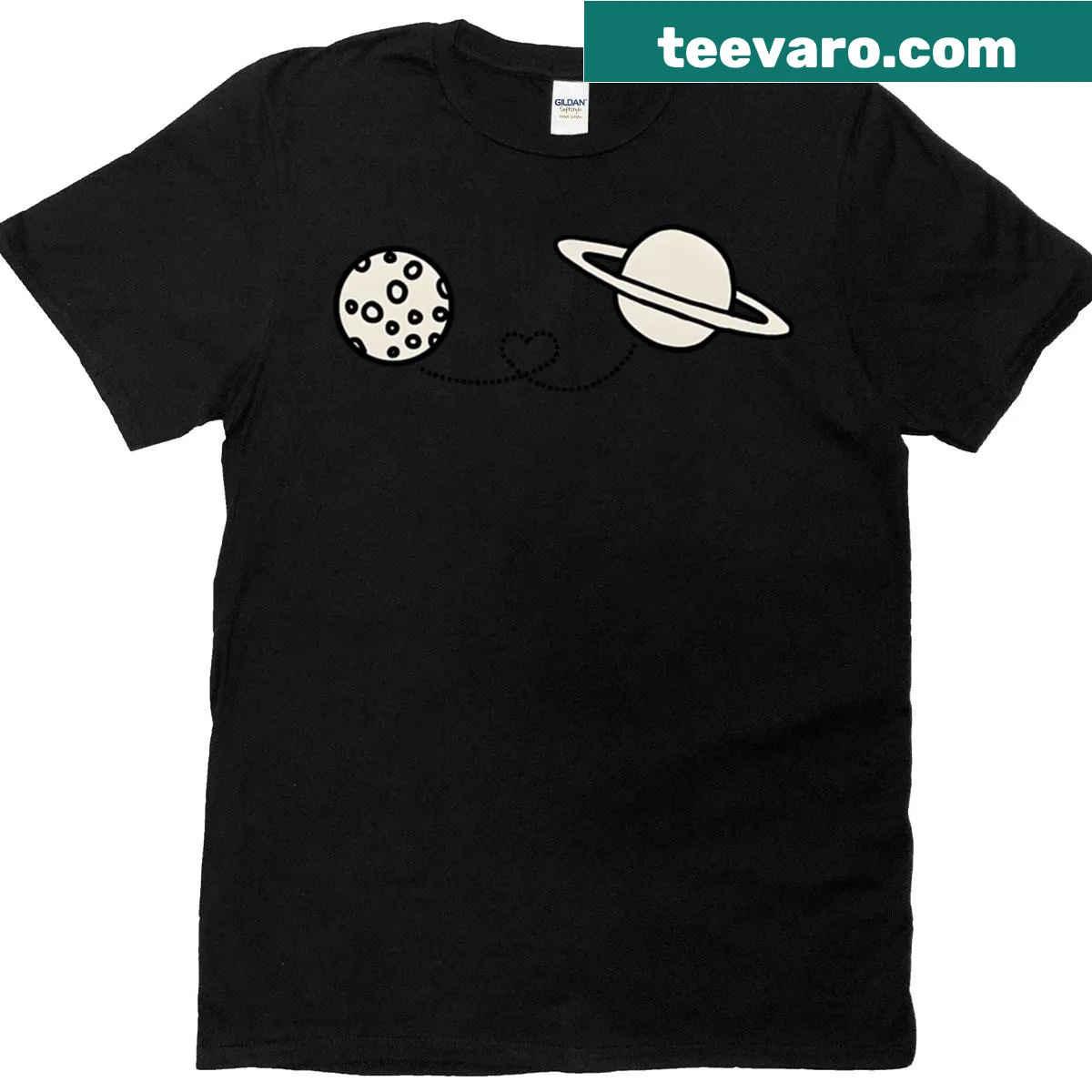 Heartfelt T-shirt with the phrase 'Love You To The Moon And To Saturn' — on a men's t-shirt