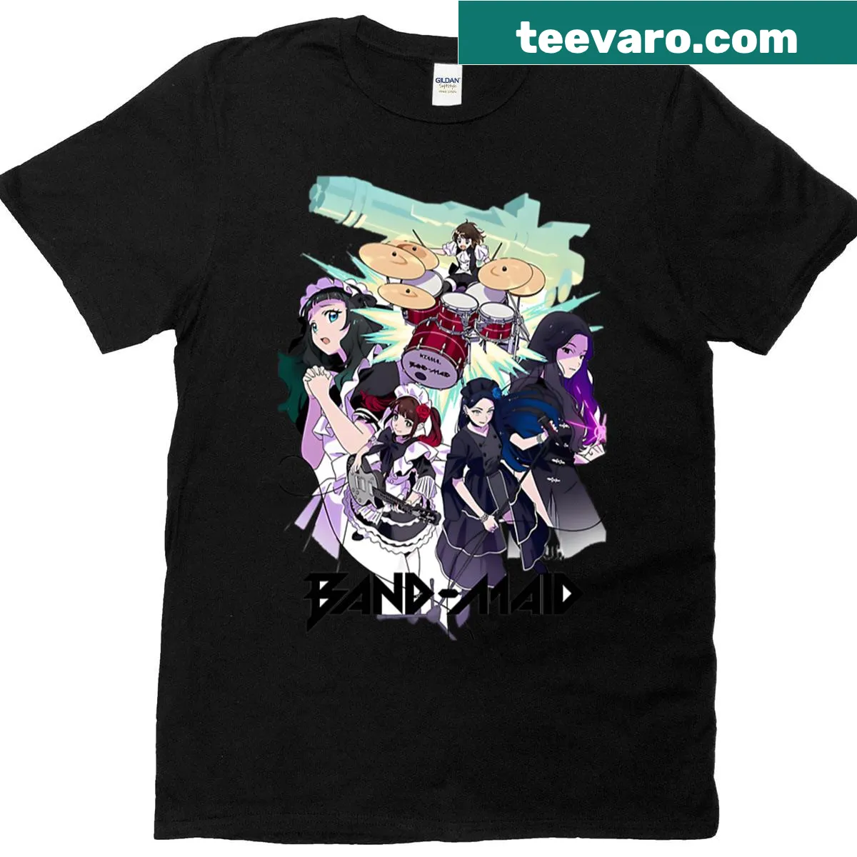 Fun Maids Band Tour t-shirt with playful band logo illustration — on a men's t-shirt