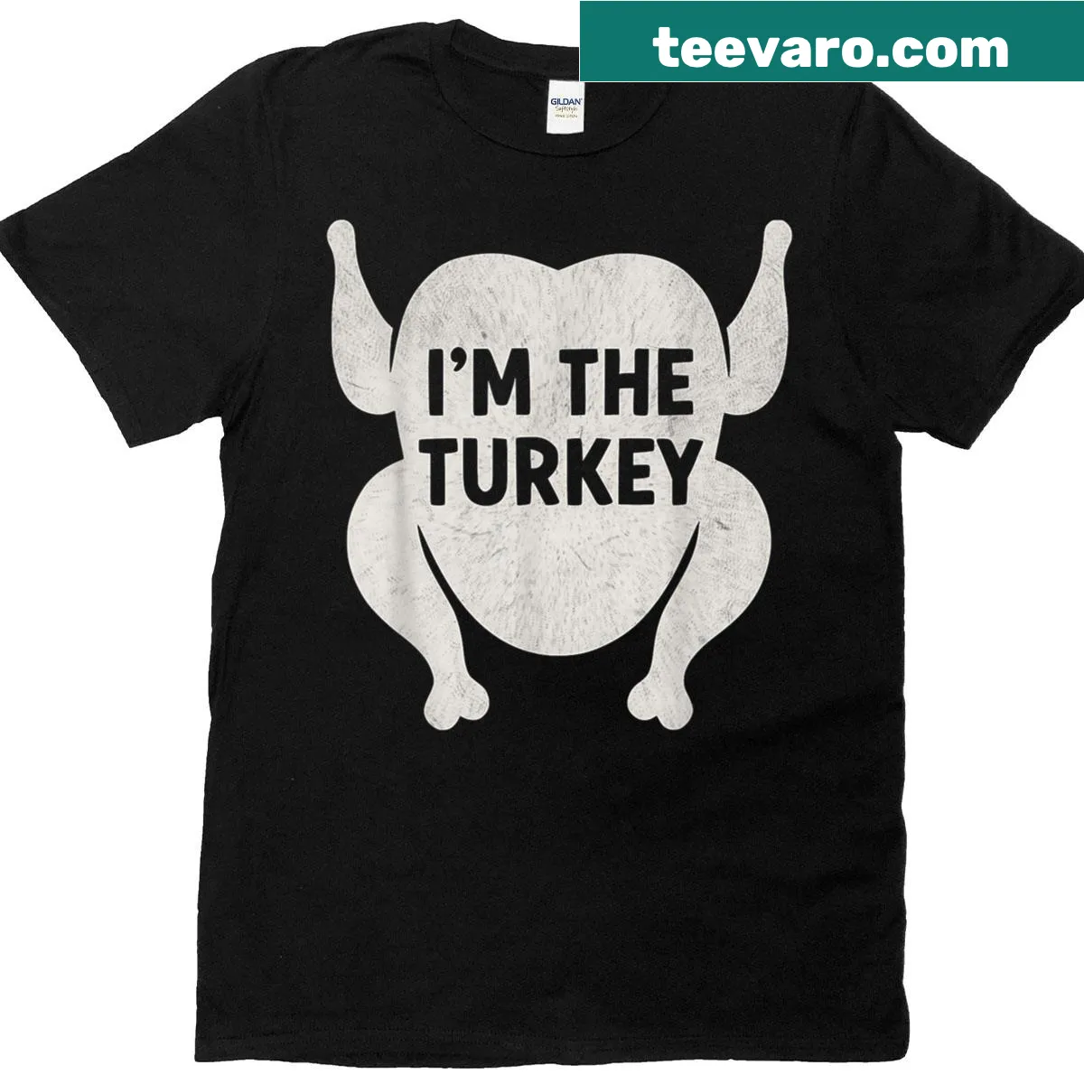 Matching Thanksgiving shirts for couples with turkey-themed text. — on a men's t-shirt