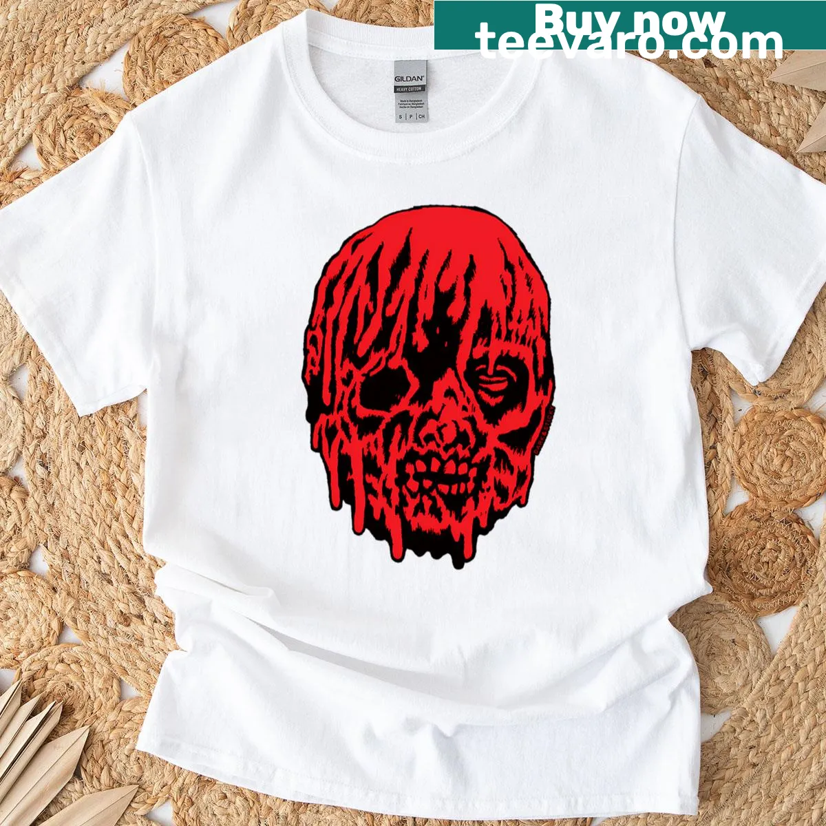Edgy T-shirt featuring a melting man illustration. — on a men's t-shirt