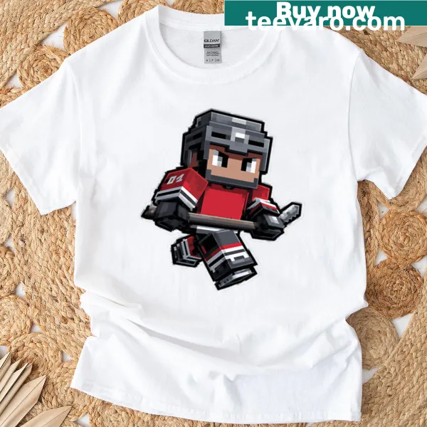 Minecraft inspired hockey player graphic t-shirt