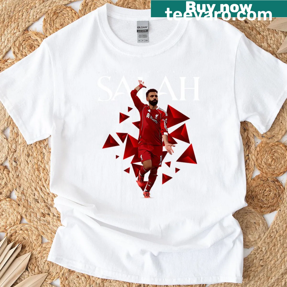 Graphic of Mo Salah and Diogo Jota celebrating on a T-shirt — on a men's t-shirt