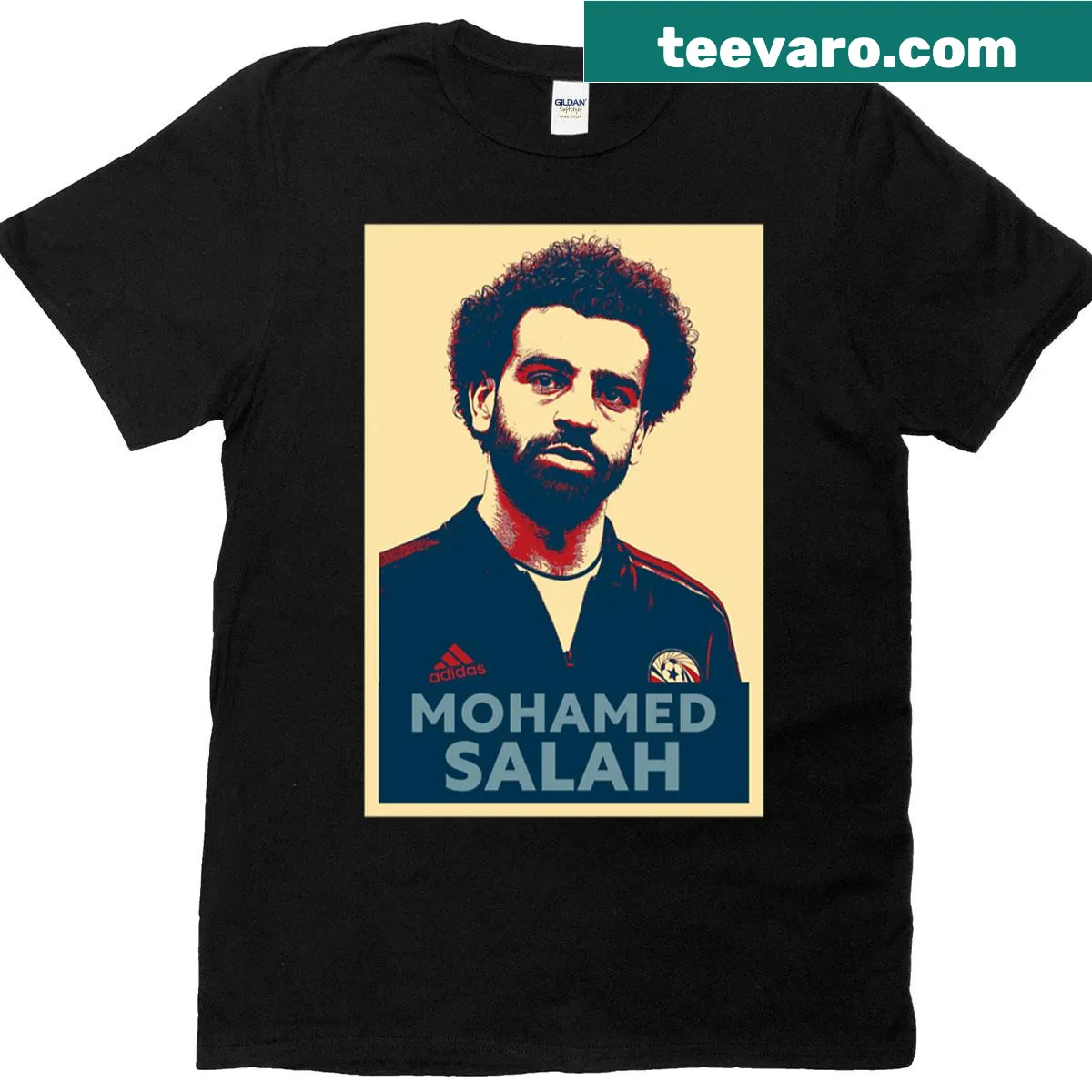 Soccer t-shirt featuring Mohamed Salah graphic — on a men's t-shirt