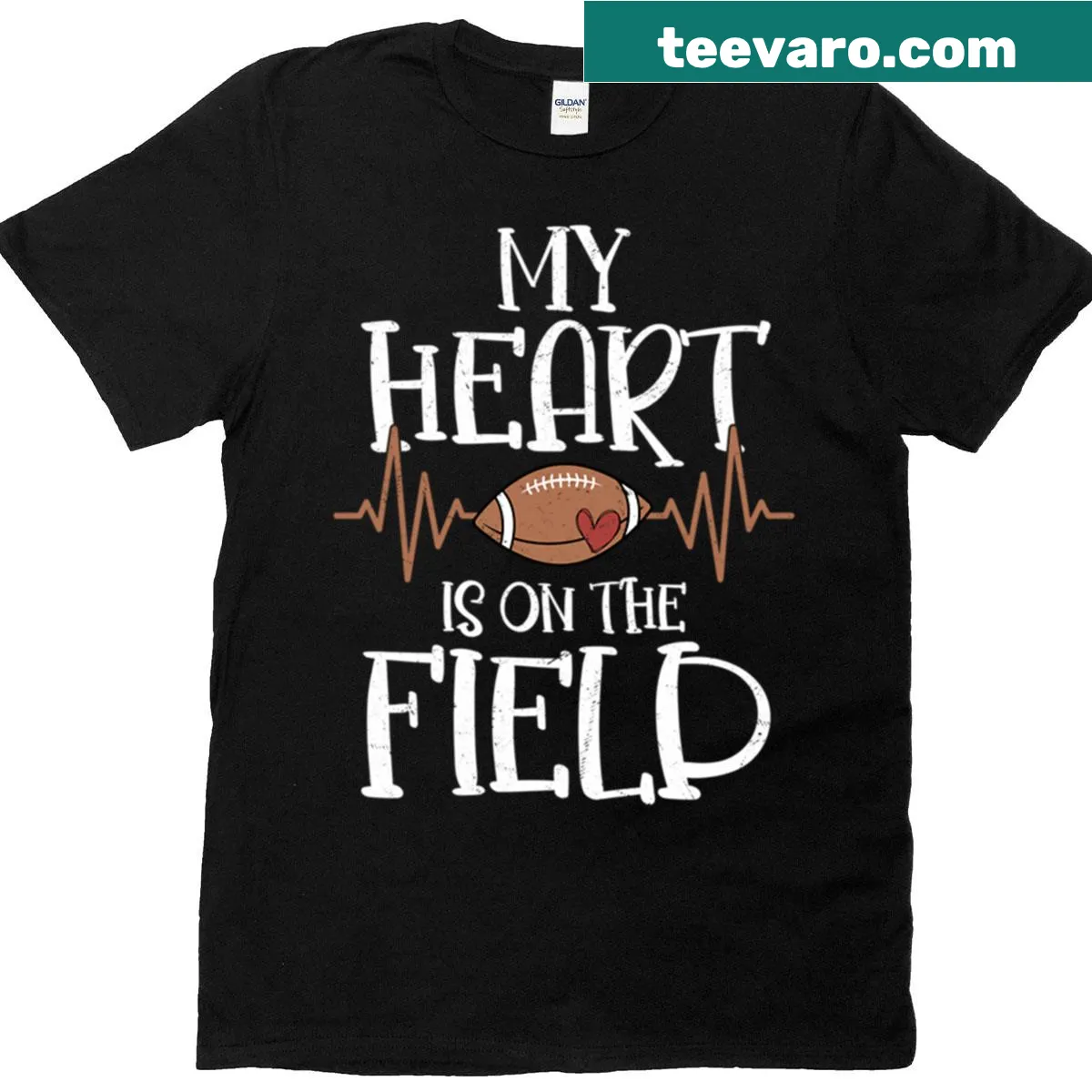 Inspirational My Heart Is On The Field football t-shirt — on a men's t-shirt