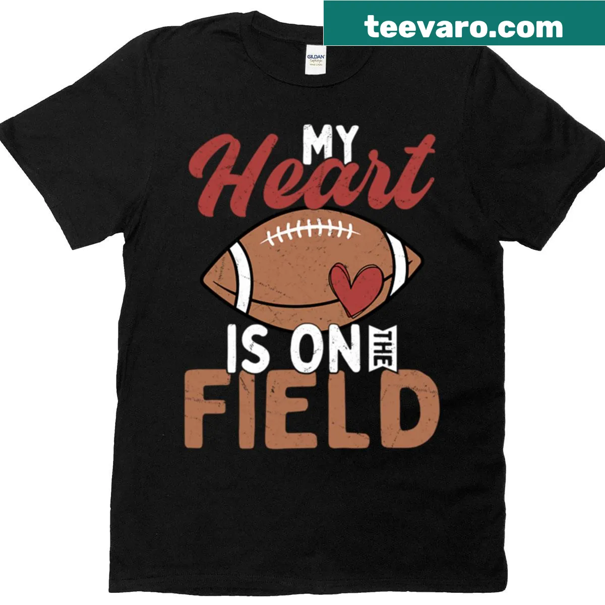 T-shirt with the phrase 'My Heart Is On The Field' — on a men's t-shirt