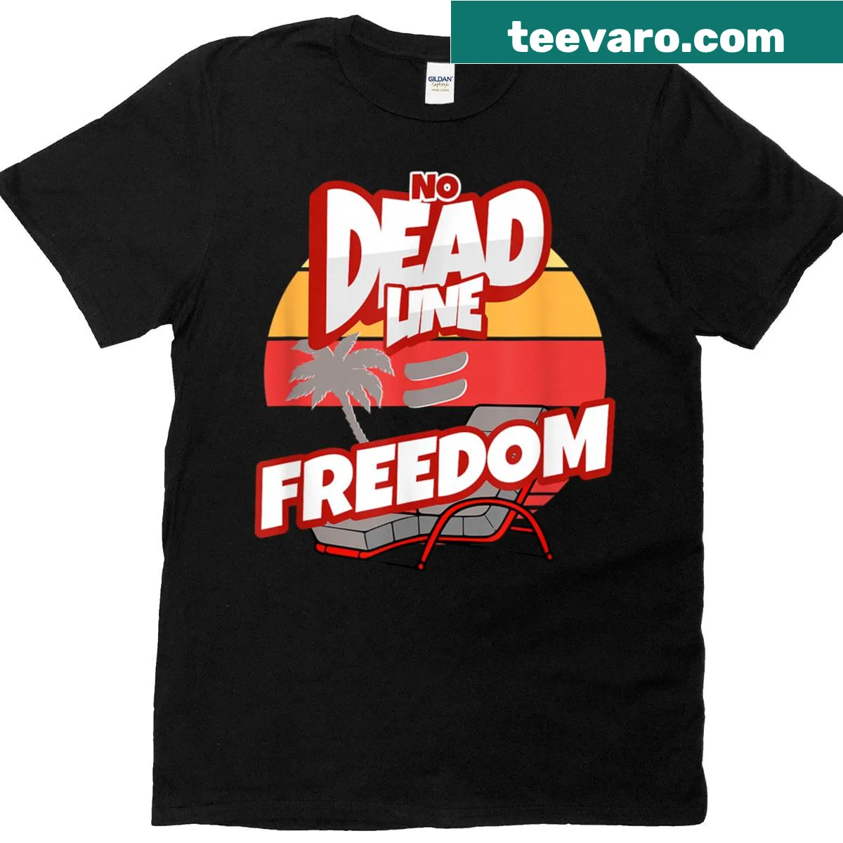 Motivational t-shirt with 'No Deadline Freedom' graphic — on a men's t-shirt